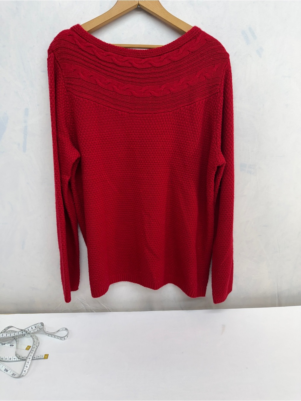 croft & barrow Red Cable-Yoke Crewneck Sweater